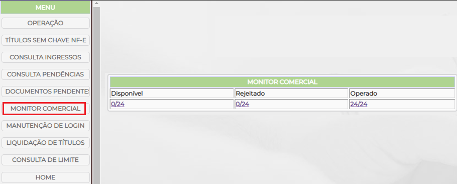 Figura 11 – Monitor Comercial acesso do cedente