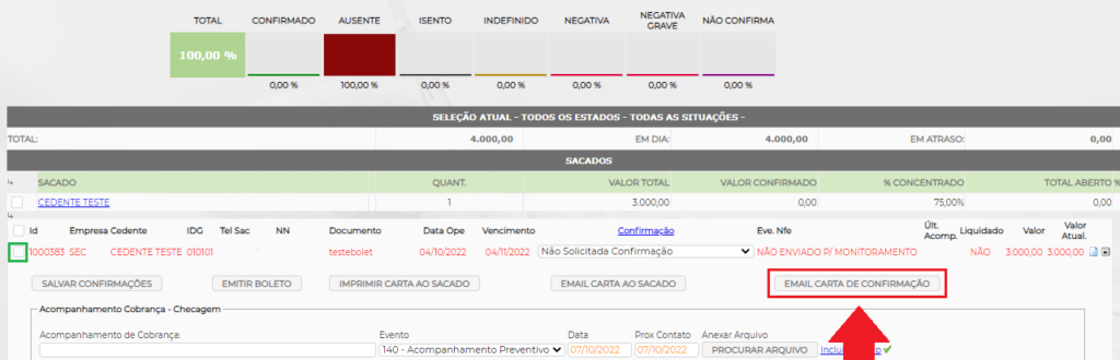 Figura 5 – Envio via Painel de Checagem.