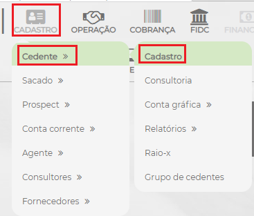 Figura 1 - Configuração Tarifas por Cedente