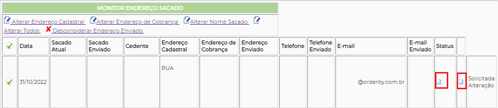 Figura 8 - Alterar Telefone e Email do Sacado