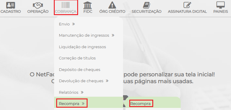 Figura 1 – Cobrança - Recompra