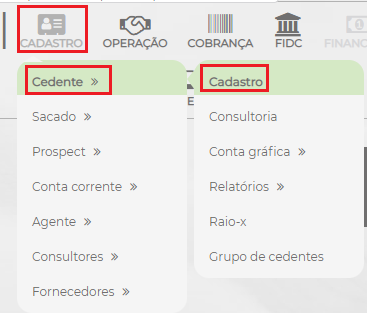 Figura 1 - Configuração Tarifa por Cedente