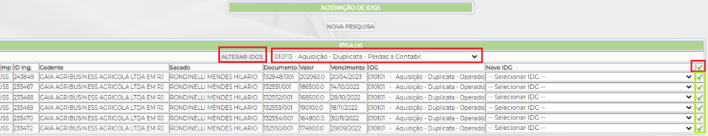 Figura 7 – Alteração em lote.