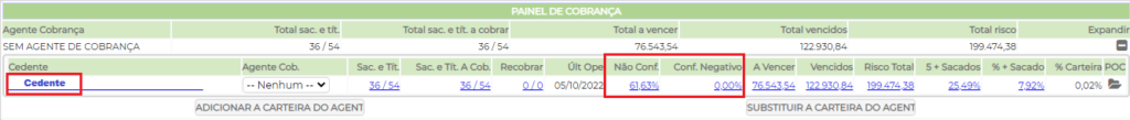 Figura 18 – Opções do Painel de Cobrança 