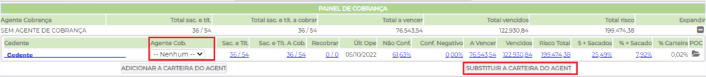 Figura 22 – Substituir o Agente de Cobrança