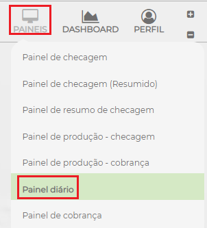 Figura 3 – Caminho Painel Diário