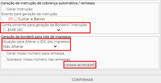 Figura 13 - Geração de Instrução e Borderô