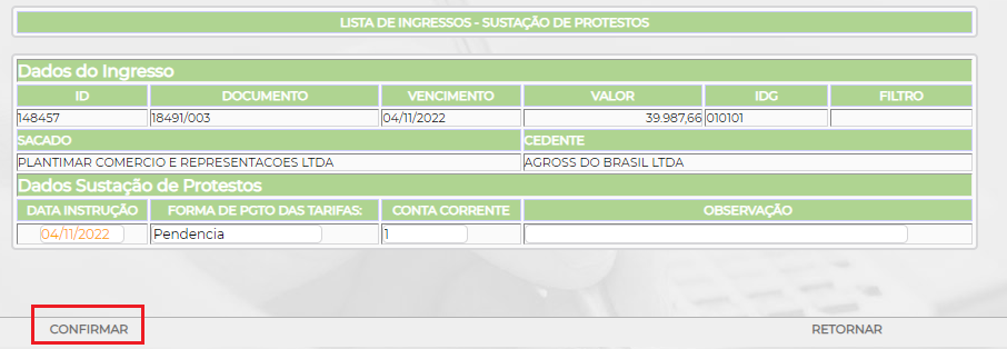 Figura 15 - Conferência de Informações