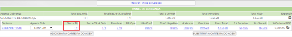 Figura 3 – Listagem Cedentes Painel de Cobrança