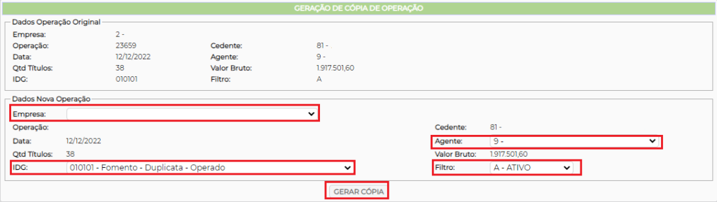 Figura 4 – Gerar Cópia.