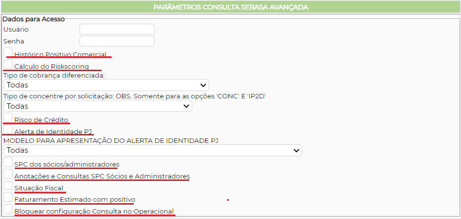 Figura 5 – Config. Opções de consulta.