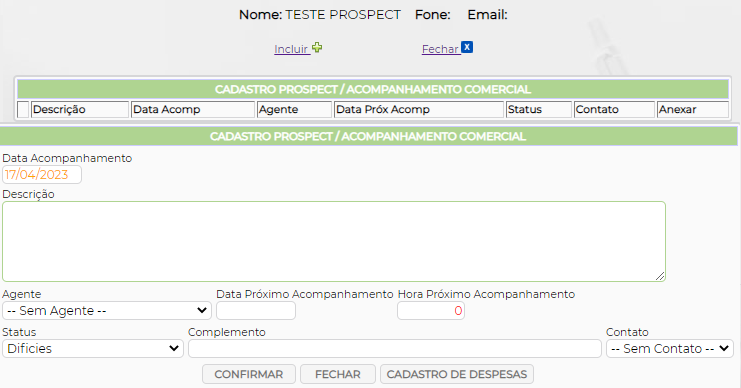 Figura 7 - Acompanhamento comercial