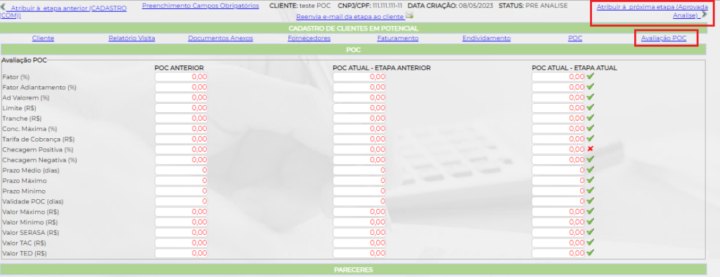 Figura 10 - Avaliação POC