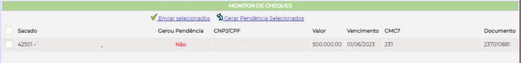 Figura 4 - Seleção dos Cheques