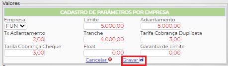 Figura 5 - Gravando a informação de valores 