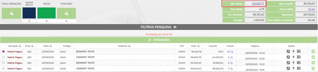Figura 2 – Pesquisa de operações no monitor