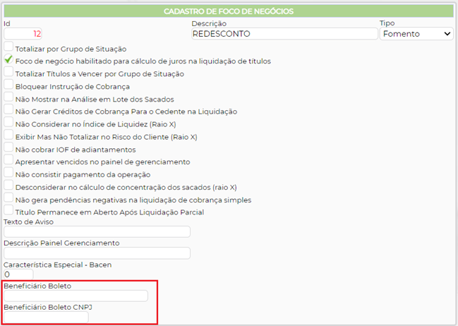 Figura 10 – Configuração beneficiário boleto