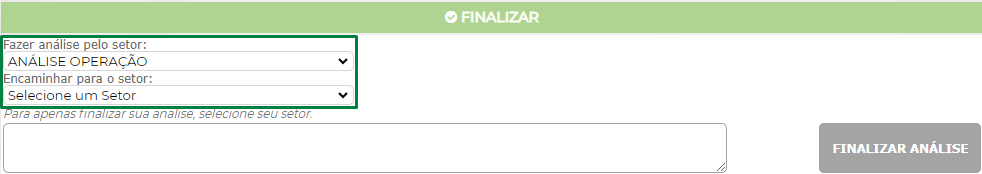 Figura 8 - Análise e encaminhamento para o setor