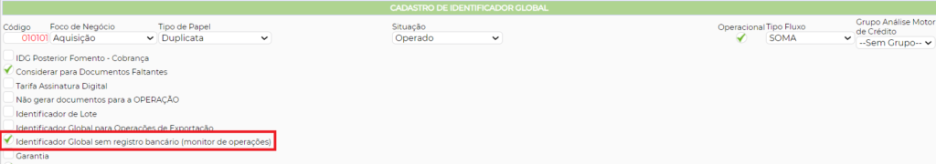 Figura 5 - IDG sem registro bancário