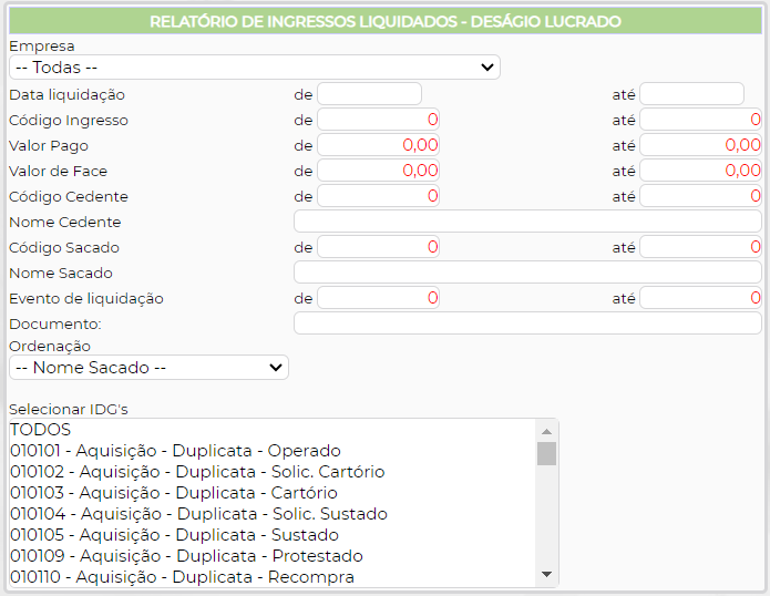 Figura 2 - Filtros de Pesquisa