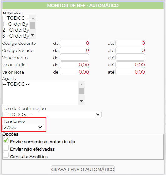 Figura 3 - Configuração de Horário