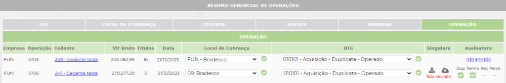 Figura 10 – Agrupamento por OPERAÇÃO.