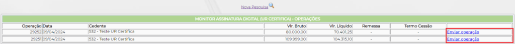 Figura 5 – Operações no Monitor