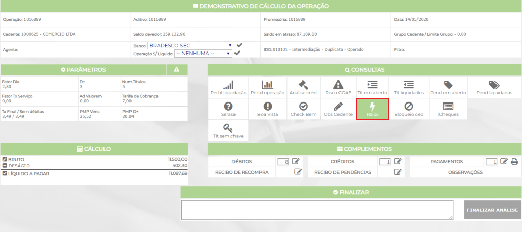 Figura 1 – Demonstrativo da operação