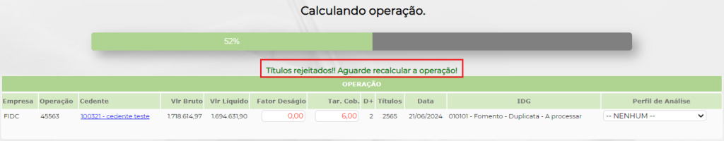 Figura 10 – Confirmação da rejeição