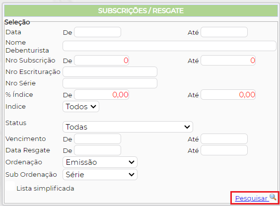 Figura 2 – Filtros de pesquisa