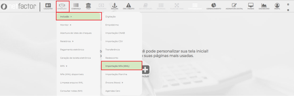 Figura 2 – Caminho importação XML