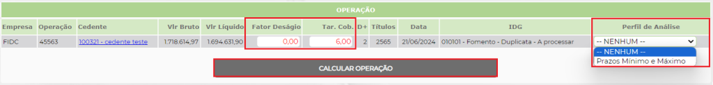 Figura 5 – Recalculo da operação