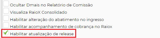 Figura 1 – Permissão para permitir atualização do sistema