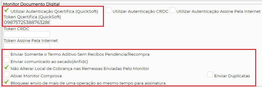 Figura 3 - Campos para inserir as configurações