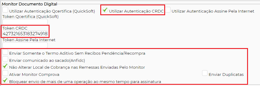 Figura 3 - Campos para inserir as configurações