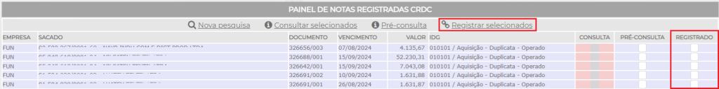 Figura 10 – Registro da nota