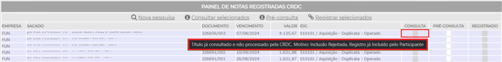 Figura 12 – Retorno da consulta