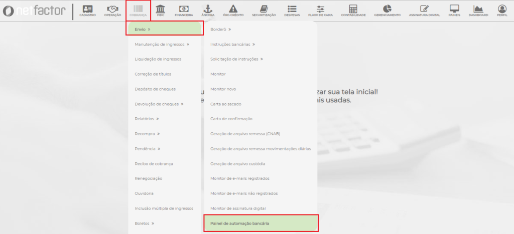 Figura 5 – Caminho para Painel de Automação