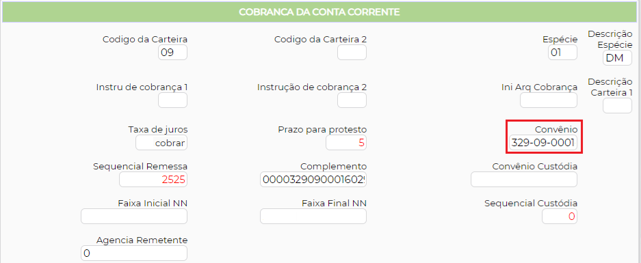 Figura 5 – Configuração do convênio