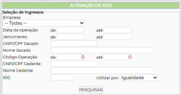 Figura 13 – Filtros de pesquisa