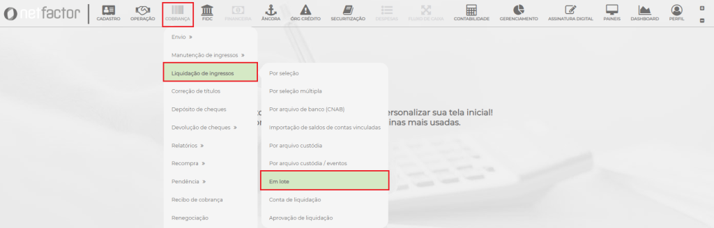 Figura 3 – Caminho para baixa contábil