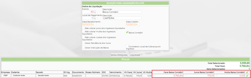 Figura 5 – Baixa em lote