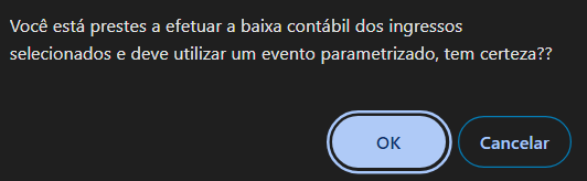 Figura 6 – Mensagem de confirmação de baixa contábil