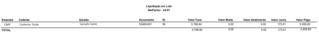 Figura 7 – Relatório com resumo da baixa contábil