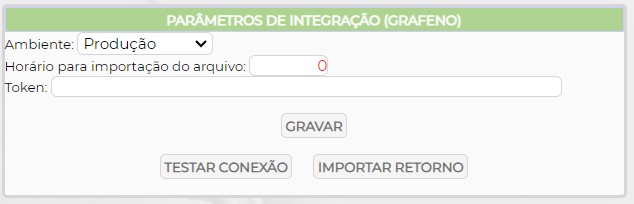 Figura 2 – Tela de parâmetros