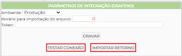 Figura 3 – Teste de conexão e importação do retorno manual