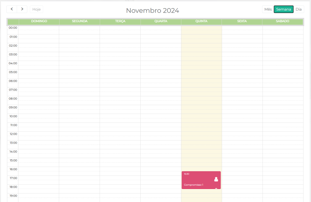Figura 13 – Visualização compromisso semana