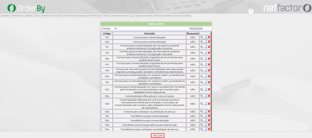 Figura 2 – Incluir CFOP