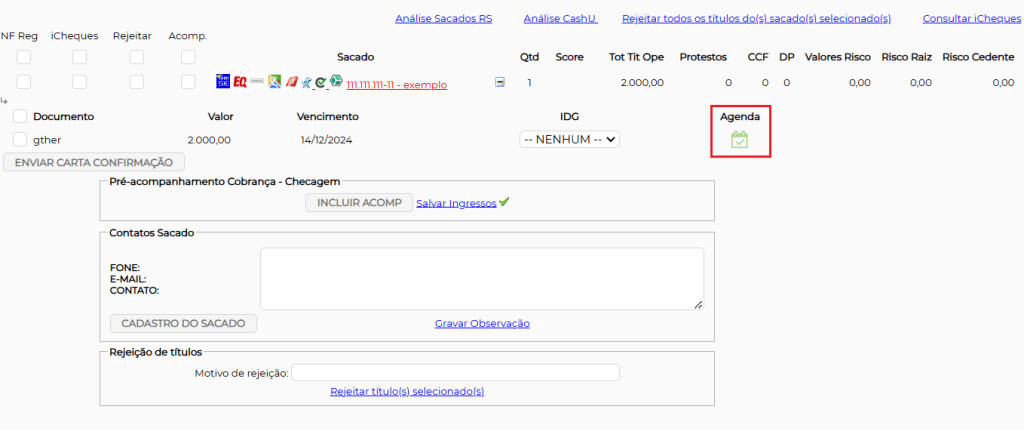 Figura 20 – Título com compromisso já incluído