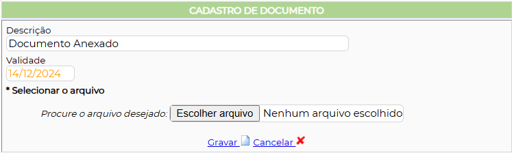 Figura 3 – Cadastro de Documento